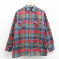 M★古着 アロー 長袖 シャツ ジャケット メンズ 80年代 80s コットン 赤他 チェック 内側キルティング 26mar03