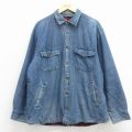 XL★古着 ベーシックエディションズ 長袖 デニム シャツ ジャケット メンズ コットン 紺 内側フリース【spe】 26mar11