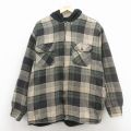XL★古着 ピューリタン 長袖 フランネル シャツ ジャケット パーカー メンズ 00年代 00s 大きいサイズ コットン 緑 チェック 内側フリース 26mar11