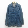 M★古着 ラングラー 長袖 シャツ ジャケット メンズ 80年代 80s ロング丈 コットン 開襟 オープンカラー 紺 デニム【spe】 26apr03