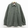 XL★古着 カーハート 長袖 シャツ ジャケット メンズ ダック地 大きいサイズ ロング丈 コットン 緑 26apr03