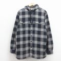 L★古着 エルエルビーン 長袖 シャツ ジャケット パーカー メンズ 00年代 00s フランネル コットン 紺 チェック 内側ボア 26apr03