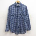 【50%OFF】S★古着 長袖 フランネル シャツ メンズ 80年代 80s 紺他 ネイビー チェック 24oct17 中古 トップス