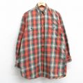 XL★古着 アバクロンビー Abercrombie&fitch 長袖 ヘビー フランネル シャツ メンズ 90年代 90s ロング丈 コットン ボタンダウン 赤他 レッド チェック 【spe】 25feb08 中古 トップス