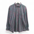 XL★古着 アメリカンイーグル American Eagle 長袖 フランネル シャツ メンズ コットン ボタンダウン 緑他 グリーン チェック 25mar13 中古 トップス
