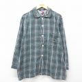 XL★古着 トミーヒルフィガー TOMMY HILFIGER 長袖 ブランド フランネル パジャマ シャツ メンズ ワンポイントロゴ コットン 緑他 グリーン チェック 25mar18 中古 トップス