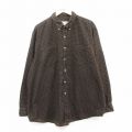 XL★古着 長袖 フランネル シャツ メンズ 大きいサイズ コットン ボタンダウン 茶他 ブラウン チェック 25mar18 中古 トップス