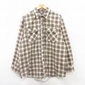 XL★古着 長袖 フランネル シャツ メンズ 90年代 90s 大きいサイズ ロング丈 茶他 ブラウン チェック 25mar18 中古 トップス