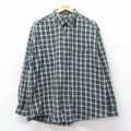 XL★古着 バンヒューセン 長袖 フランネル シャツ メンズ 大きいサイズ コットン ボタンダウン 緑他 グリーン チェック 25mar26 中古 トップス