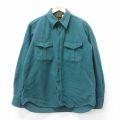 L★古着 エディーバウアー 長袖 ヘビー フランネル シャツ メンズ 90年代 90s コットン 緑 グリーン 25aug28 中古 トップス