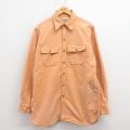 L★古着 エルエルビーン LLBEAN 長袖 フランネル シャツ メンズ 70年代 70s ロング丈 コットン オレンジ 25sep04 中古 トップス