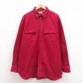 XL★古着 エルエルビーン LLBEAN 長袖 ヘビー フランネル シャツ メンズ 90年代 90s 大きいサイズ ロング丈 コットン USA製 エンジ 25sep04 中古 トップス
