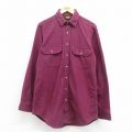 L★古着 ウールリッチ WOOLRICH 長袖 フランネル シャツ メンズ 00年代 00s ロング丈 紫 パープル 25sep20 中古 トップス