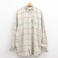 XL★古着 ラルフローレン Ralph Lauren チャップス 長袖 ブランド フランネル シャツ メンズ 90年代 90s 大きいサイズ コットン ボタンダウン 薄ベージュ カーキ チェック 25sep22 中古 トップス