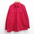 XL★古着 ファイブブラザー 長袖 フランネル シャツ メンズ 90年代 90s ロング丈 USA製 赤 レッド 25sep26 中古 トップス
