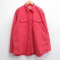 XL★古着 ウールリッチ WOOLRICH 長袖 ヘビー フランネル シャツ メンズ 00年代 00s 大きいサイズ ロング丈 コットン 赤 レッド 25sep26 中古 トップス