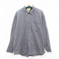 XL★古着 ダックヘッド 長袖 フランネル シャツ メンズ ロング丈 コットン ボタンダウン 紺他 ネイビー チェック 25oct02 中古 トップス