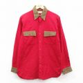 L★古着 エルエルビーン LLBEAN 長袖 ウール シャツ メンズ 80年代 80s 襟スエード 赤 レッド 【spe】 25oct03 中古 トップス
