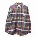 【20%OFF】XL★古着 エディーバウアー 長袖 フランネル シャツ メンズ 00年代 00s 大きいサイズ ロング丈 コットン ボタンダウン 紺他 ネイビー チェック 【spe】 25oct03 中古 トップス