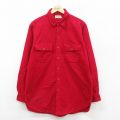 【20%OFF】L★古着 エルエルビーン LLBEAN 長袖 ヘビー フランネル シャツ メンズ 80年代 80s ロング丈 コットン 赤 レッド 25oct09 中古 トップス