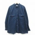 XL★古着 長袖 フランネル シャツ メンズ 00年代 00s ロング丈 大きいサイズ コットン 紺 ネイビー 25oct11 中古 トップス