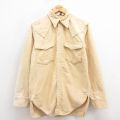 M★古着 ウールリッチ WOOLRICH 長袖 ウエスタン ヘビー フランネル シャツ メンズ 80年代 80s コットン 薄黄色 イエロー 25oct25 中古 トップス