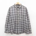 XL★古着 バンヒューセン 長袖 ヘビー フランネル シャツ メンズ 00年代 00s コットン ボタンダウン グレー他 チェック 25oct28 中古 トップス
