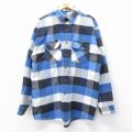 【20%OFF】XL★古着 長袖 ヘビー フランネル シャツ メンズ 00年代 00s 大きいサイズ ロング丈 青他 ブルー チェック 【spe】 25oct27 中古 トップス