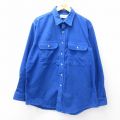 XL★古着 セントジョンズベイ 長袖 ヘビー フランネル シャツ メンズ 90年代 90s シャモアクロス 大きいサイズ ロング丈 コットン 青 ブルー 25oct31 中古 トップス