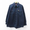 XL★古着 ファイブブラザー 長袖 ヘビー フランネル シャツ メンズ 大きいサイズ ロング丈 コットン 紺 25nov11
