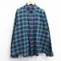 XL★古着 アロー 長袖 フランネル シャツ メンズ 90年代 90s 大きいサイズ コットン ボタンダウン 緑他 チェック 25nov13