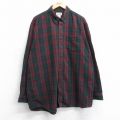 XL★古着 エルエルビーン 長袖 フランネル シャツ メンズ 00年代 00s ロング丈 コットン ボタンダウン エンジ他 チェック 25nov13
