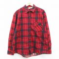 XL★古着 長袖 ヘビー フランネル シャツ メンズ 00年代 00s コットン 赤他 チェック 25nov14