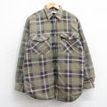 L★古着 ベーシックエディションズ 長袖 フランネル シャツ メンズ 90年代 90s ベージュ系他 チェック 内側ボア 25nov20