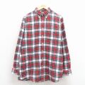 L★古着 エルエルビーン 長袖 フランネル シャツ メンズ 80年代 80s コットン ボタンダウン 赤 チェック【spe】 25nov22