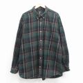 XL★古着 レッドヘッド 長袖 フランネル シャツ メンズ 大きいサイズ コットン ボタンダウン 緑 チェック 25nov22