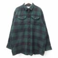 XL★古着 エルエルビーン 長袖 ウール シャツ メンズ 90年代 90s 大きいサイズ ロング丈 USA製 緑他 チェック【spe】 25nov27