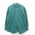 XL★古着 ウールリッチ 長袖 フランネル シャツ メンズ 90年代 90s 大きいサイズ ロング丈 コットン ボタンダウン 緑 25dec08