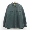 XL★古着 カベラス 長袖 ヘビー フランネル シャツ メンズ 00年代 00s 大きいサイズ ロング丈 コットン 緑 25dec08