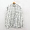 L★古着 バンヒューセン 長袖 フランネル シャツ メンズ 90年代 90s コットン ボタンダウン 白他 チェック 25dec13