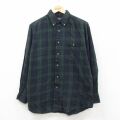 L★古着 長袖 フランネル シャツ メンズ 90年代 90s コットン ボタンダウン 緑他 タータン チェック ブラックウォッチ 25dec13