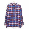 L★古着 アロー 長袖 フランネル シャツ メンズ 90年代 90s コットン 青他 チェック 25dec13