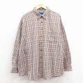 XL★古着 タウンクラフト 長袖 フランネル シャツ メンズ 90年代 90s 大きいサイズ コットン ボタンダウン ベージュ チェック 25dec15