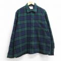 XL★古着 長袖 ウール シャツ メンズ  80年代 80s 緑他 タータン チェック ブラックウォッチ【spe】 25dec18