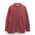 XL★古着 エルエルビーン 長袖 フランネル シャツ メンズ 00年代 00s 大きいサイズ コットン ボタンダウン 赤 タータン チェック 25dec24