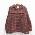 L★古着 ギャップ GAP 長袖 ウール シャツ レディース 00年代 00s 開襟 オープンカラー こげ茶 チェック 26jan07