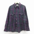 XL★古着 セントジョンズベイ 長袖 ウール シャツ メンズ 80年代 80s 大きいサイズ 紫 チェック 26jan07