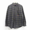 XL★古着 トミーヒルフィガー 長袖 ブランド フランネル シャツ メンズ 90年代 90s ワンポイントロゴ コットン ボタンダウン 緑他 チェック 26jan08