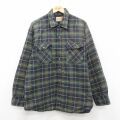 XL★古着 セントジョンズベイ 長袖 シャツ メンズ 90年代 90s 大きいサイズ 緑他 内側キルティング 26jan09
