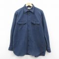 XL★古着 エルエルビーン 長袖 ヘビー フランネル シャツ メンズ 80年代 80s 大きいサイズ ロング丈 コットン USA製 濃紺 26jan15